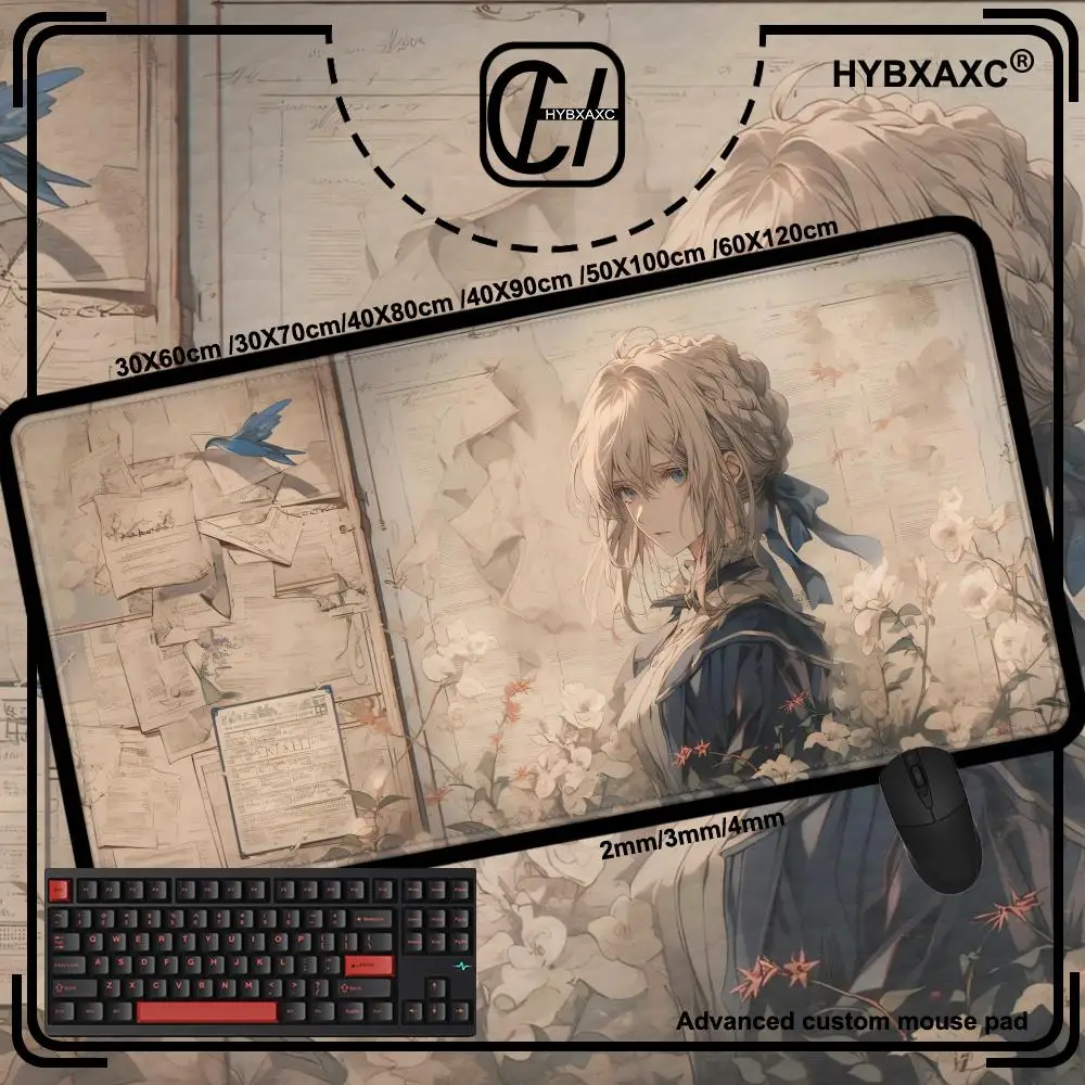 

1pc Anime Girl Violet Evergarden Non-slip Mouse Pad Suitable For Office Computers Laptops E-sports Game Desk Mats XXL Keyboard