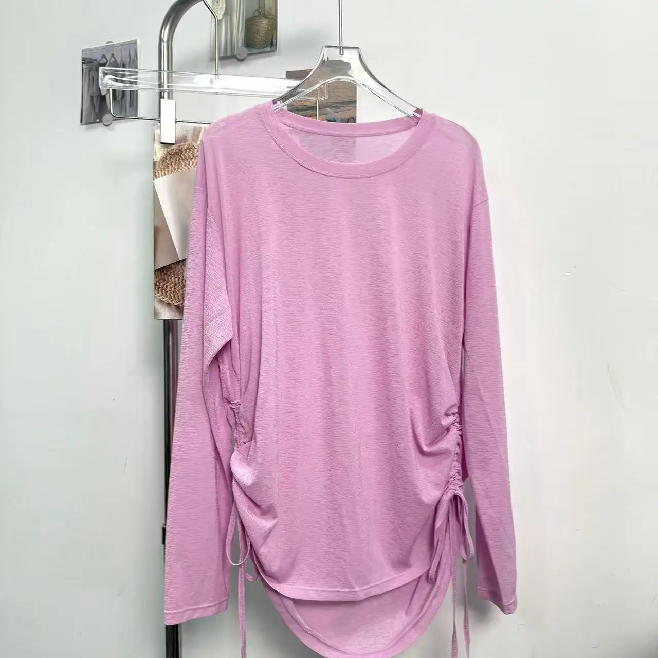 سلوب غزل تي شيرت رياضي الصالة الرياضية اللياقة البدنية الرباط مطوي بلوزة التدريب بيلاتيس المهنية اللياقة البدنية الملابس اليوغا طويلة الأكمام #6