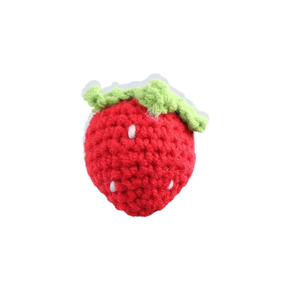 Cartoon Wool Cute Fruit Orange Strawberry Hand Knitted Strawberry Wool Crochet Artificial Fruit Handmade Crochet Pumpkin Fruit
