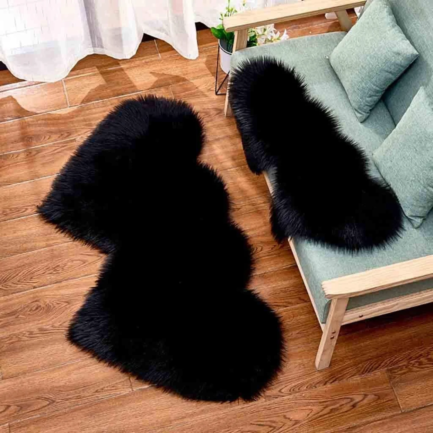 

Rugs for Living Room 27x14Inch Washable Shaggy Soft Living Room Rugs Carpet Heart Shaped Non Slip Faux Wool Imitation Carpet Dec