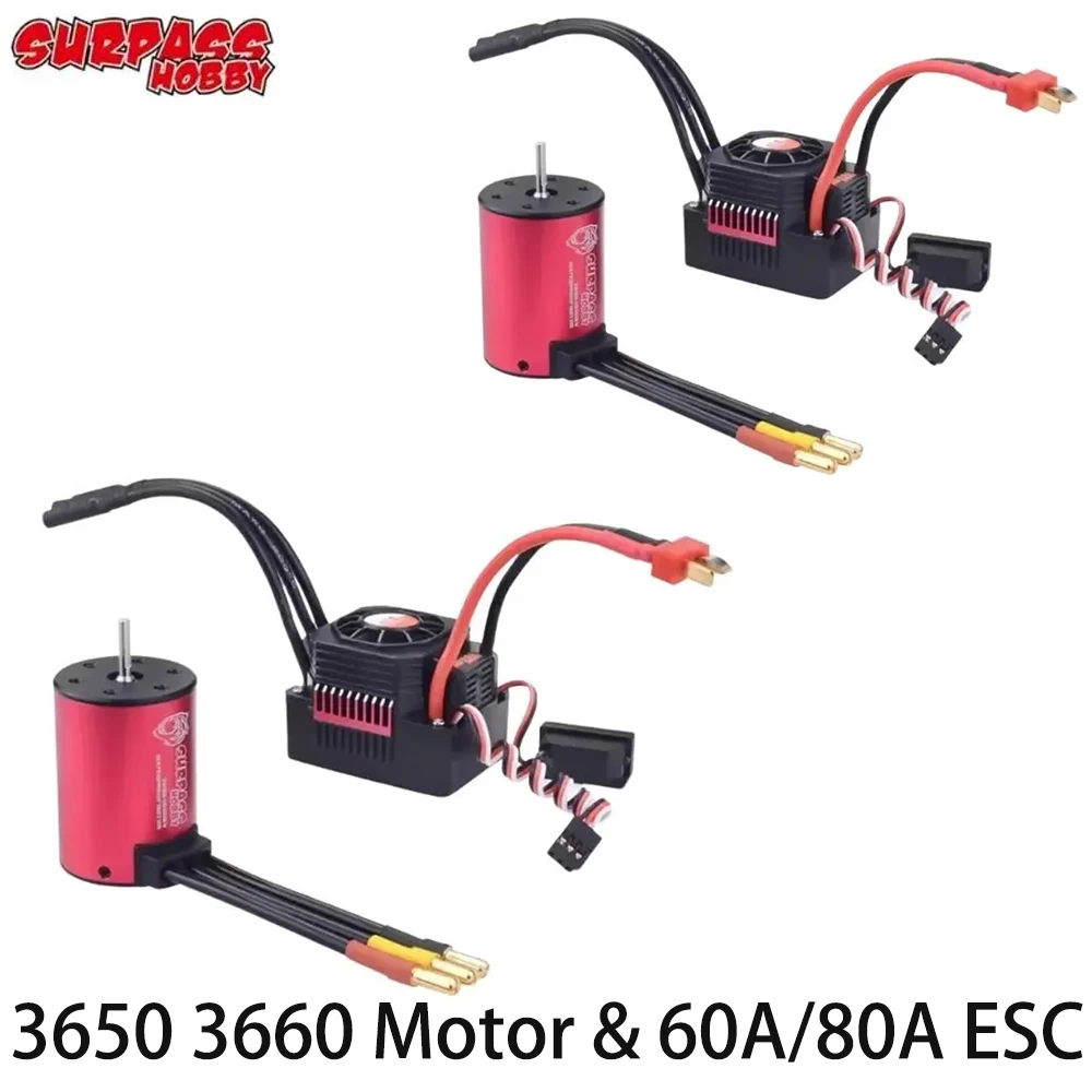 เซอร์พาส ฮอบบี้กันน้ำ 3650/3660 มอเตอร์ + 60A/80A ESC คอมโบสำหรับ 1/10-1/12 รถ RC