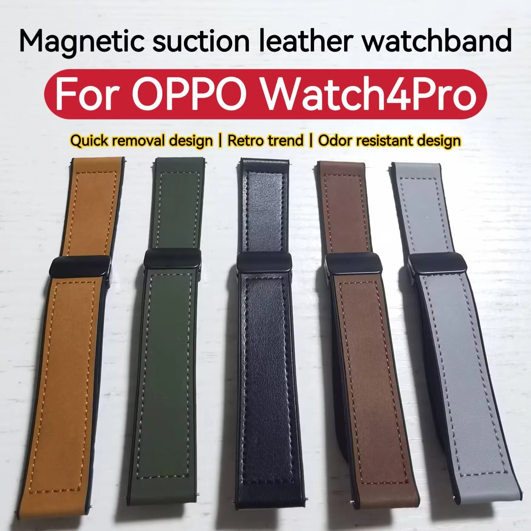 For OPPO Watch4Pro Watch Strap Magnetic Retro Business Casual High end Belt Skincare Soft Silicone Sports Wrist Strap