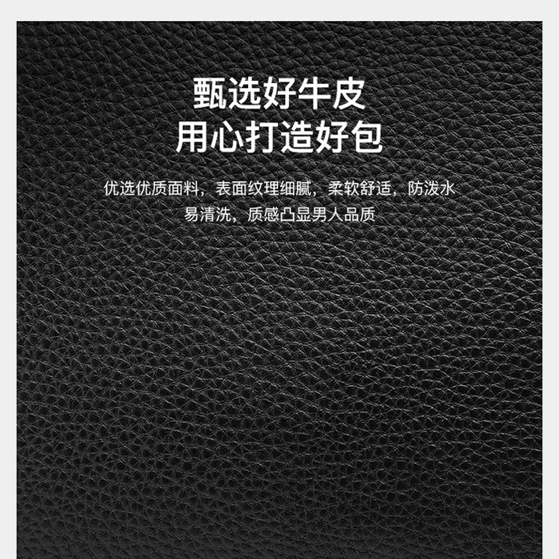 حقيبة أفقية للرجال سعة كبيرة من الجلد الطبيعي حقيبة كمبيوتر للأعمال باللون الأسود حقيبة يد عصرية راقية للرجال #2