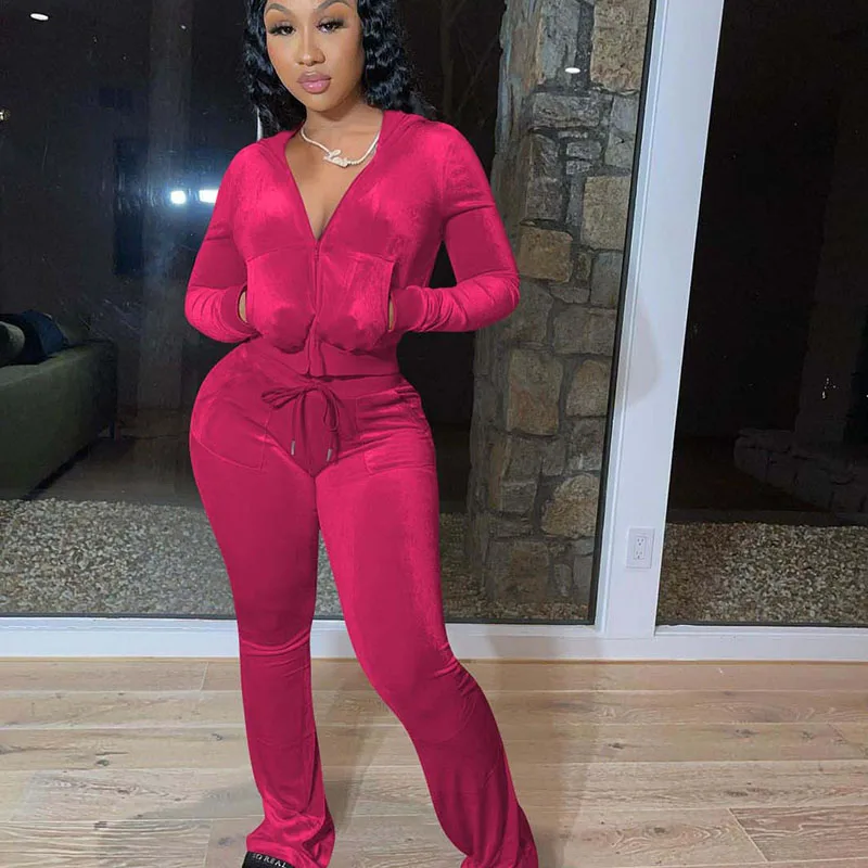 Autumn Winter Velvet Tracksuit Women Clothing Sets Sporty Casual Two Piece Set Top and Pants Running Fitness Velour Jogging Suit