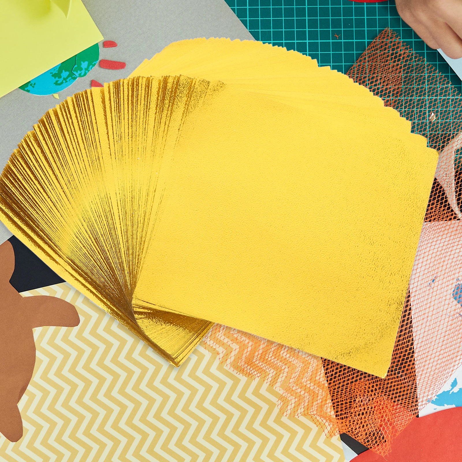 Papel artesanal de Origami de Color dorado, 15x15Cm, para manualidades, álbum de recortes, decoración de fiesta, papel plegable cuadrado