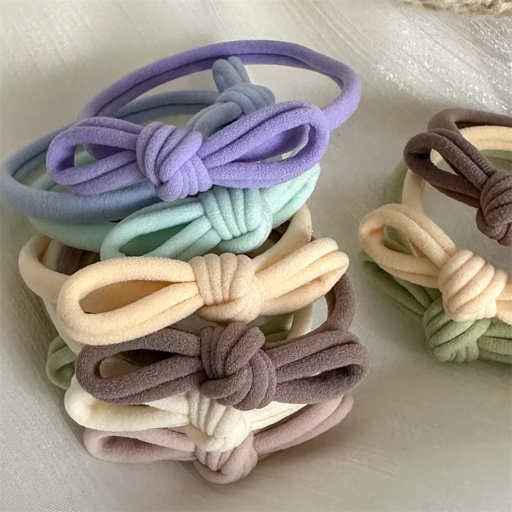 1Pc Simple Solid Colorful Bow Hair Ties Ropes High Elastic Seamless Ponytail Holder Rubber Band For Women Hairwear Accessories