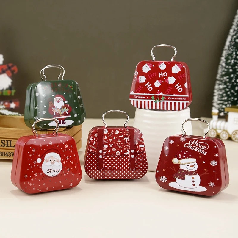 

Christmas Handbag Shape Candy Iron Box Merry Christmas Decoration For Home Xmas Ornaments Kids Cookie Box Navidad New Year 2025