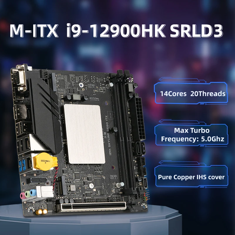 ERYING M-ITX Desktops Motherboard Set with Onboard CPU Core Kit i9 12900HK i9-12900HK SRLD3 14C20T DDR4 B660i Gaming PC Computer