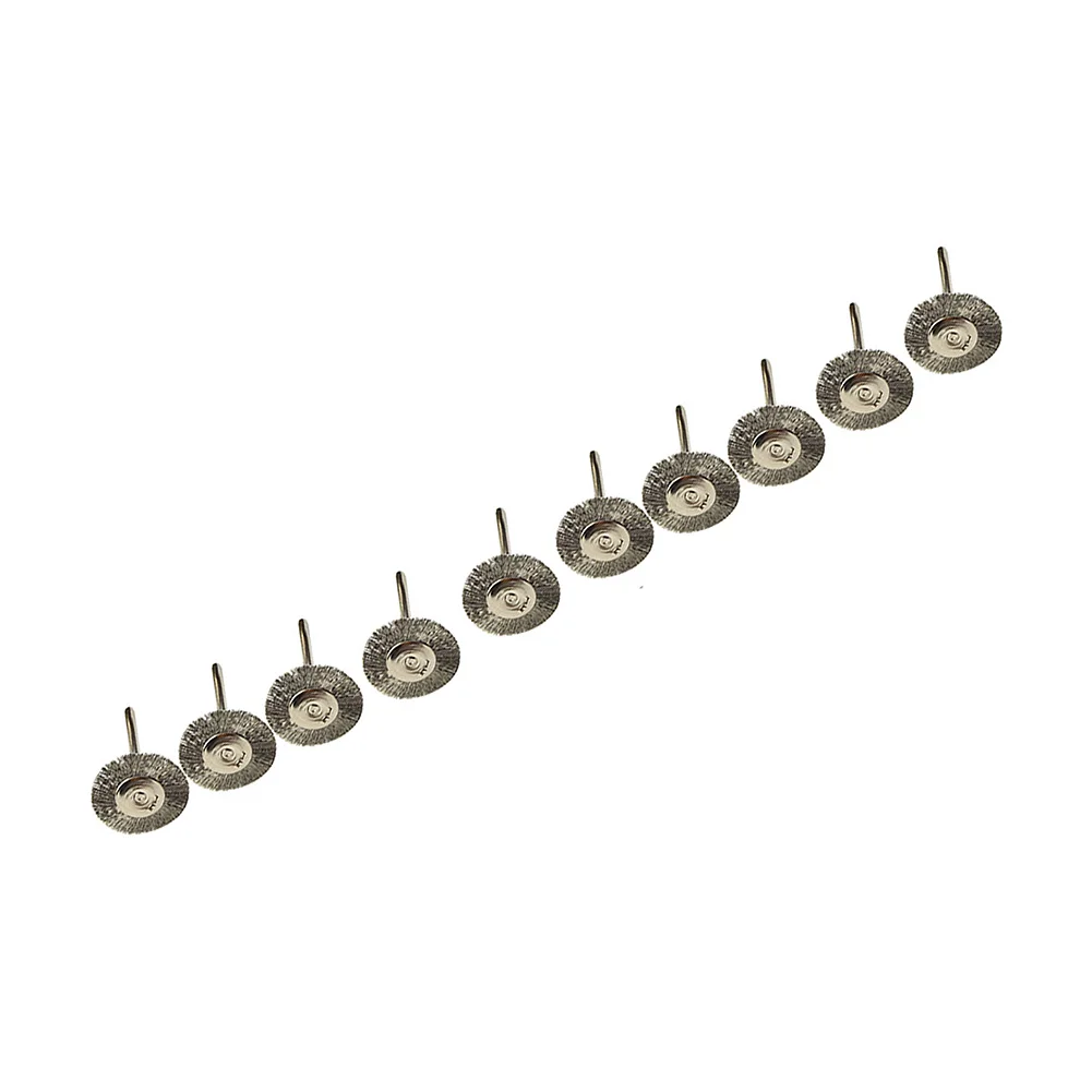 10PCS 22mm Wire Wheel Brush Set, 3mm Shank Copper Steel Polishing Wheels For Rotary Grinder, Metal Burr Removal And Wood Carving