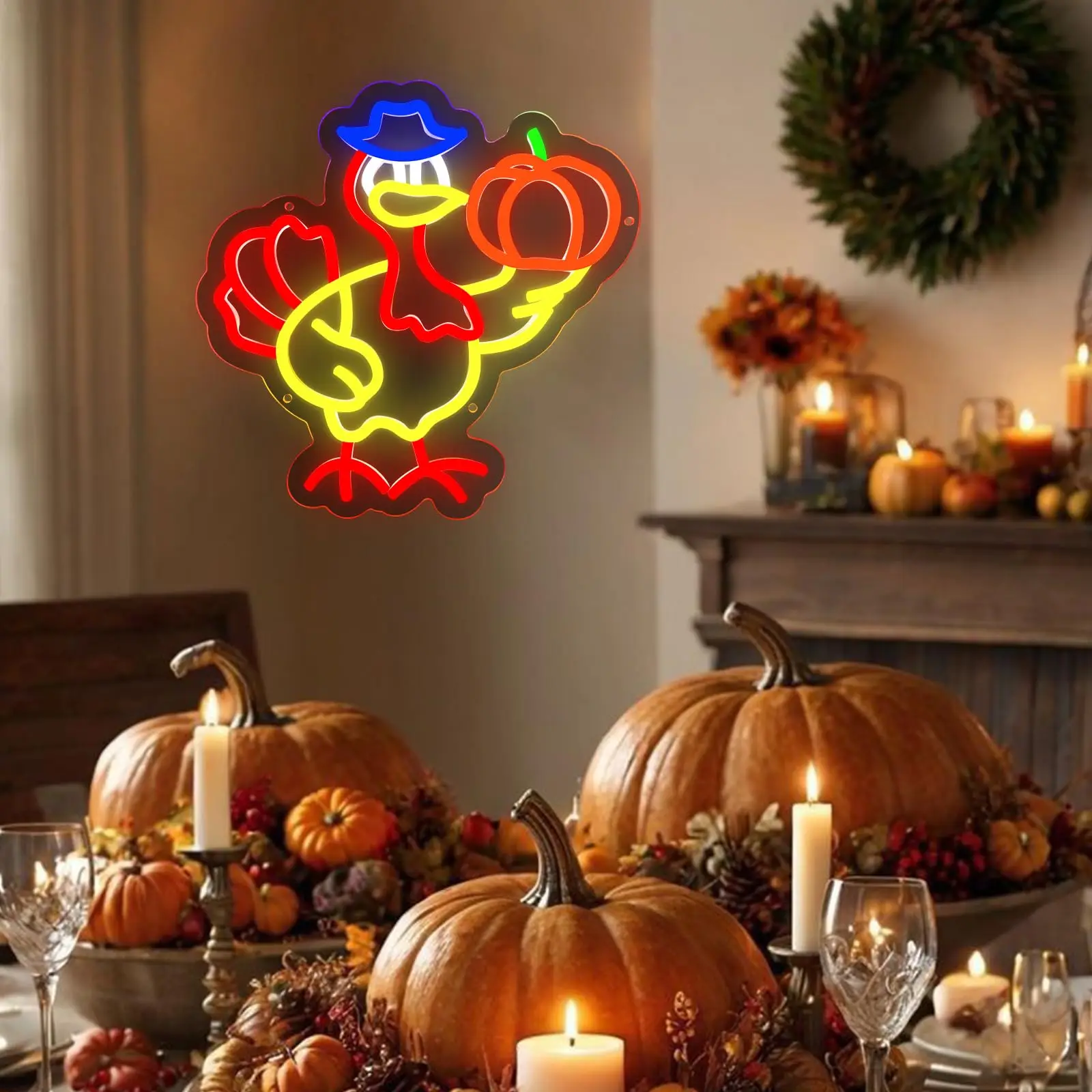 عيد الشكر اليقطين النيون تركيا علامات ضوء ديكور للتعليق على الحائط لخريف الخريف الشكر عيد الهالوين ديكور المنزل