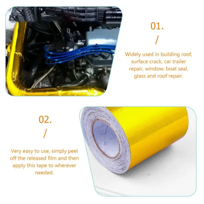 5m Gold Car Motorcycle Exhaust Wrap Pipe Header Heat Insulation Roll Tape Turbo Heat Exhaust Thermal Wrap Tape