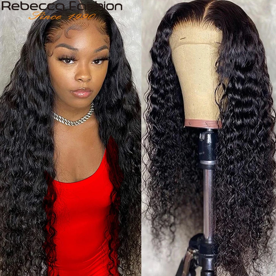 180D Deep Wave Lace Front Human Hair Wigs Pre Plucked Transparent Lace 13X6X2 Deep Curly T Part Lace Closure Wigs Bleached Knots