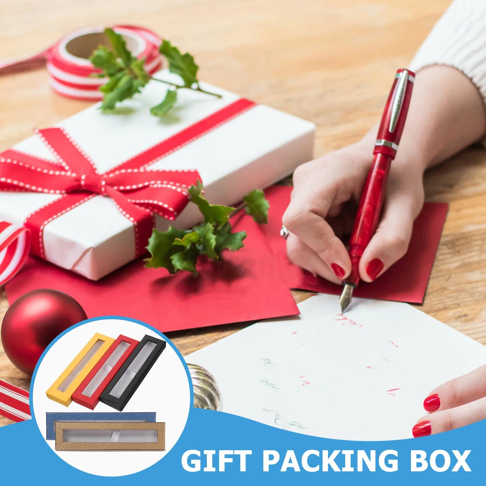 5 Pcs Gift Option Gift Box Transparent Window Organizer Storage Containers Fountain Pen Holder Empty Boxes Small Case