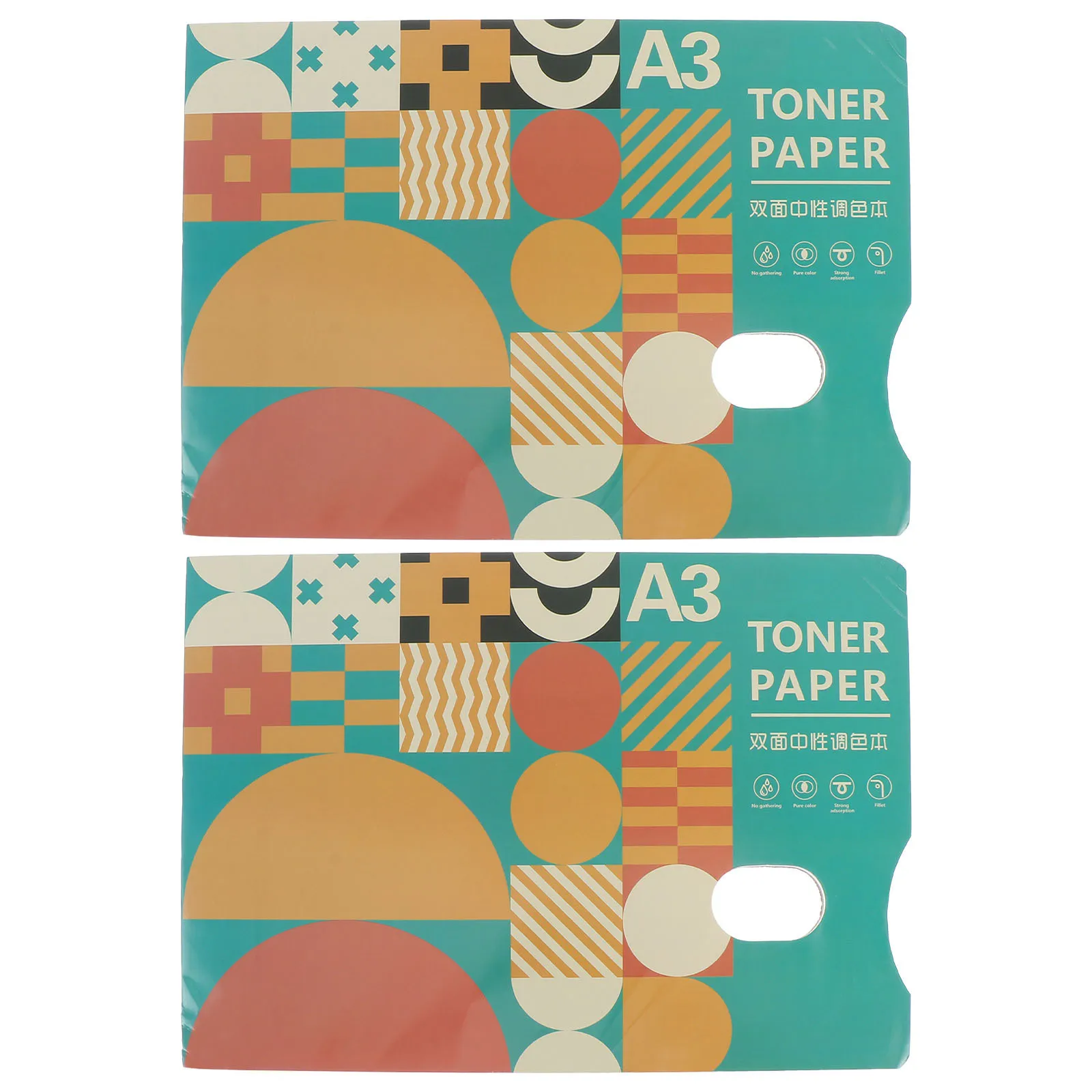 

2Pcs Color Mixing Paper Tear-Off Disposable Pallet Paper Double Sided Thumbhole Grip for Acrylic Oil Gouache Watercolor Painting