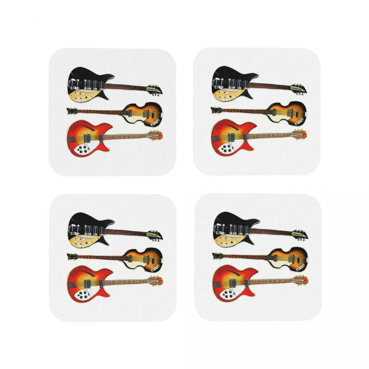Rickenbacker guitarras e hofner baixo coasters cozinha placemats copo de isolamento tapetes de café decoração casa utensílios de mesa almofadas conjunto de 4