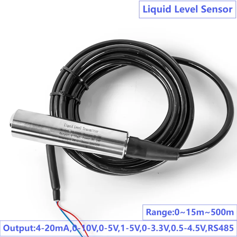 Water Level Transmitter Sensor DC24V Power Supply Liquid Level Transmitter IP68 4-20mA 0-10V 0-5V Liquid Level Transducer