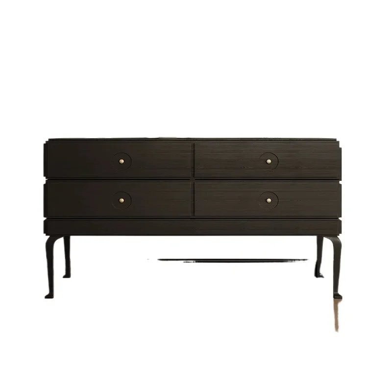 خزانة جانبية لتناول الطعام بتصميم كلاسيكي فرنسي، خزانة جانبية سوداء مدخنة إيطالية، خزانة الشرفة، خزانة غرفة النوم، قسم غرفة المعيشة #1