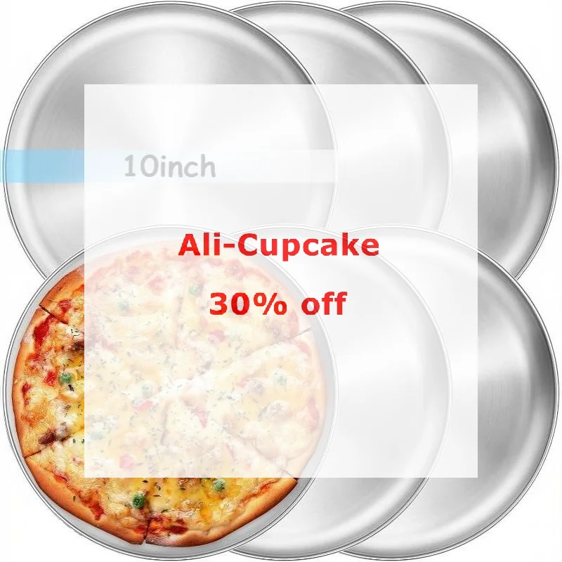 2 Pcs Stainless Steels Round Silver Shallow Tray Plate Rust-Proof 14/17/20/23/26/30cm Camping Plate BBQ Picnic Dishes Cookware