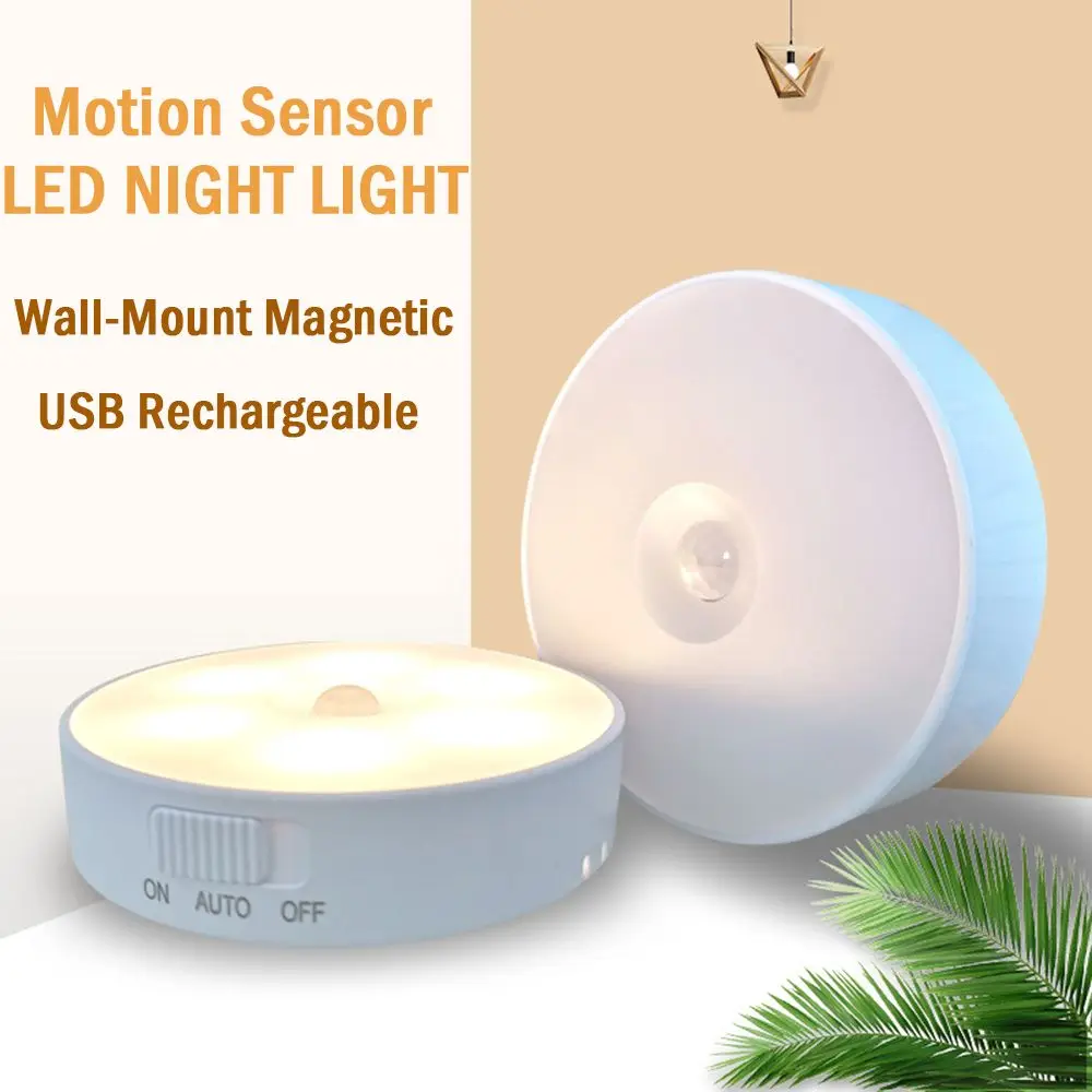 Cabinet Bedroom Kitchen Human Body Induction Lights USB Rechargeable LED Wireless Night Light Motion Sensor