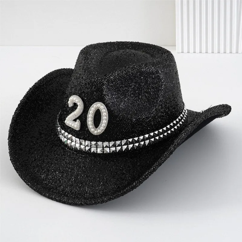 Men's and women's style hats with fashionable diamond-shaped sequins brushed top as accessories