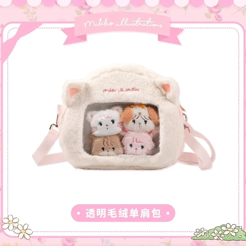 Mikko Bolsa De Ombro Transparente com Cinto, Boneca De Pelúcia, Item De Moda, Bolsa Crossbody, Anime Periférico, Menina Coração, Aniversário, Presente Kawaii