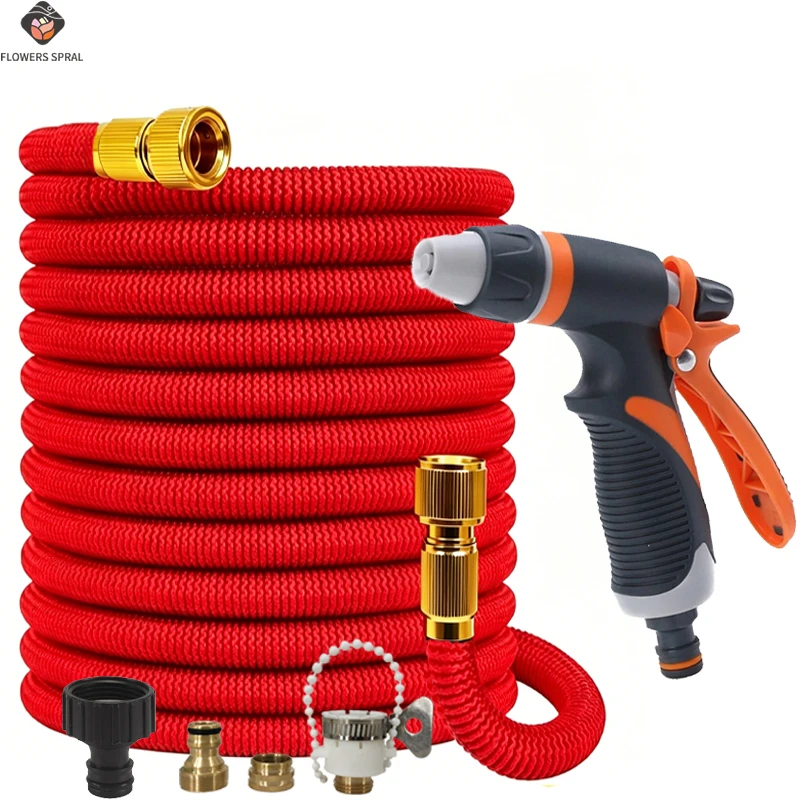 High Quality Telescopic Garden Hose 25-125FT, High-Pressure Spray Cleaning Gun, Used For Car Washing And Garden Irrigation