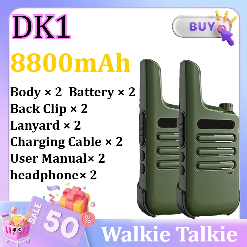 2pcs DK1 Walkie Talkie Kids Portable Ham Radio Comunicador UHF 400-480MHz Dual Band Two-way Radio HF Transceiver