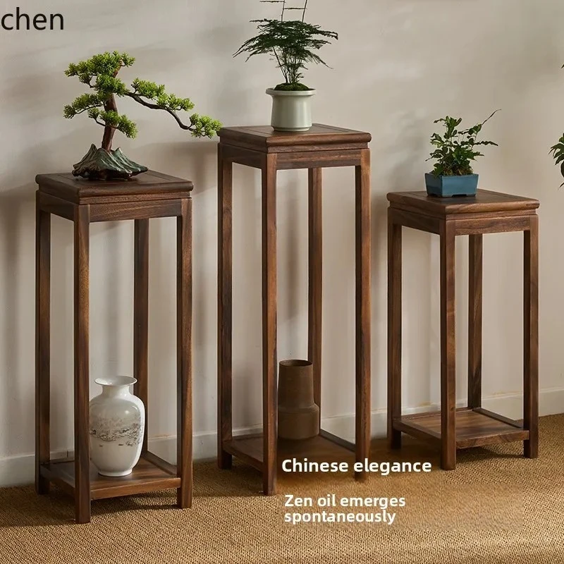 U9.1-Chinese flower stand solid wood  floor-to-ceiling load-bearing fish tank stand household balcony flower pot storage rack