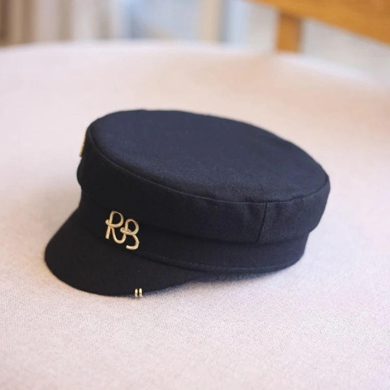 مصمم قبعات الصوفية موزع الصحف للنساء رسالة RB قبعة عسكرية قبعة مسطحة قبعة عادية Gorras قناع قبعات البحرية #5