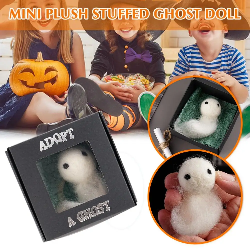 New Halloween Creative Adopt A Ghoste Matchbox White Wool Feltes Ghostes And Tiny Scroll Set Handmade Holiday Gift