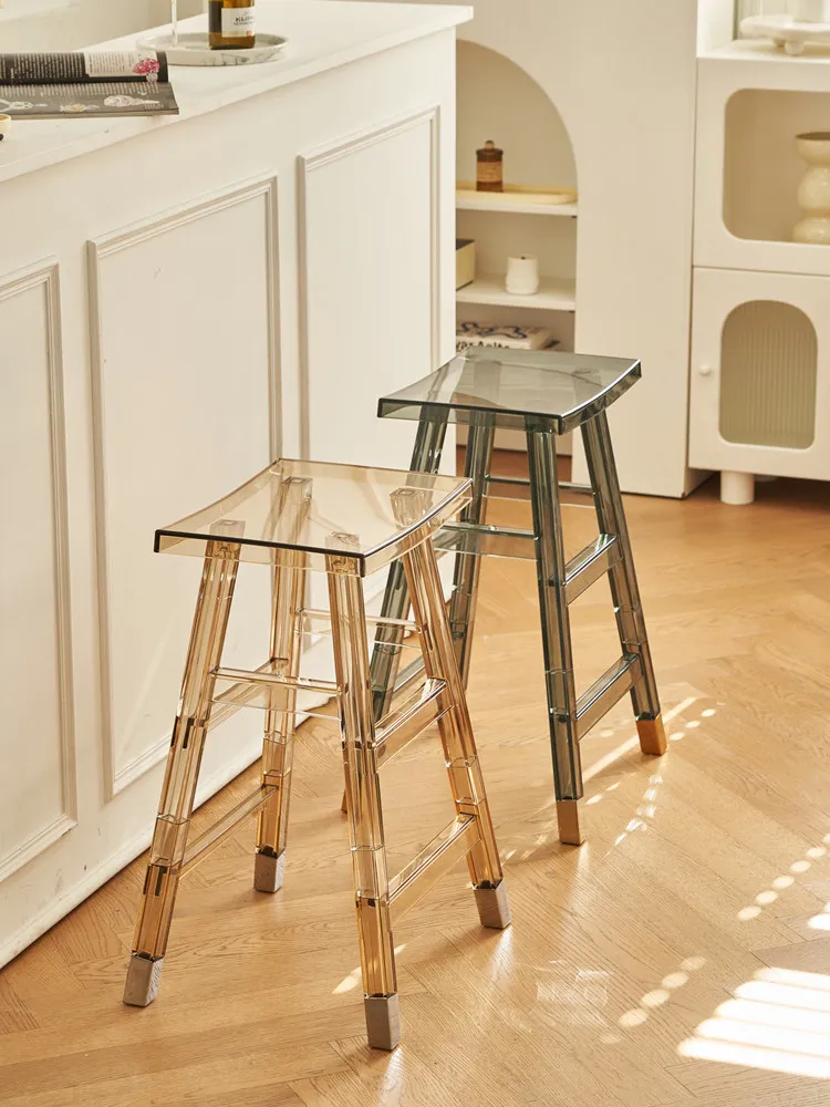 

DSA light luxury transparent acrylic bar chair milk tea shop high stool creative high chair cafe island chair