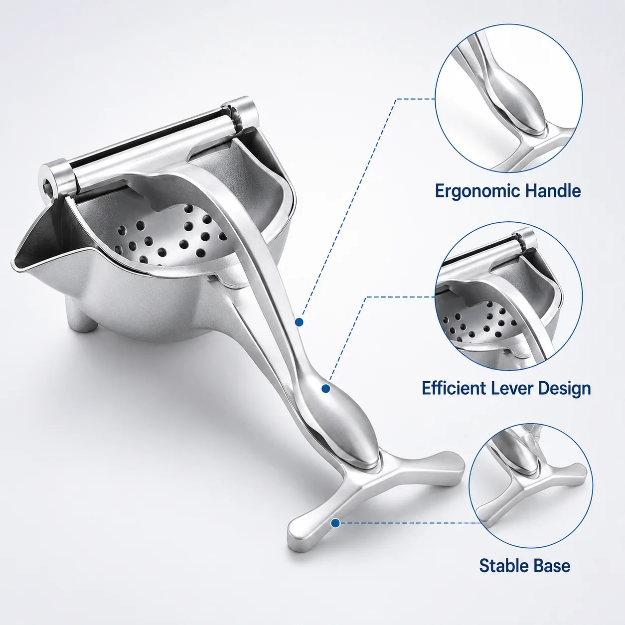 Manual Citrus Juicer Press, Handheld Fruit Squeezer with Perforated Bowl for Lemons, Limes and Oranges view 5