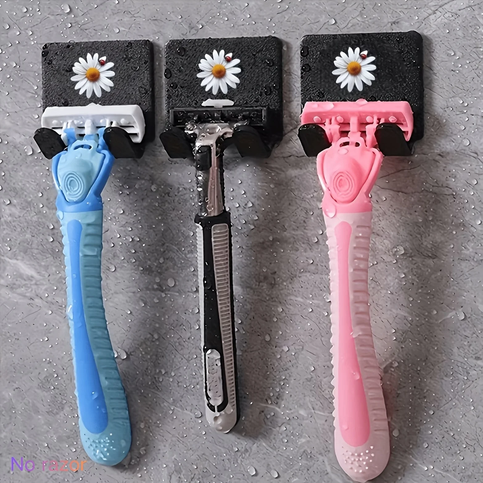 Bathroom Manual Shaving Razor Holder Beard Storage Rack No Drilling Strong Traceless Hooks Razor Stand Organizer