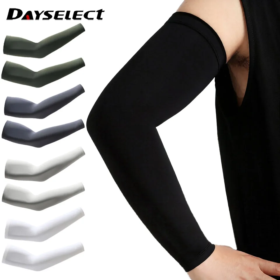 1Pair UPF50+ Cooling Arm Sleeves Summer UV Protective Breathable Ice Silk Cycling Driving Hiking Outdoor Activities Men Women