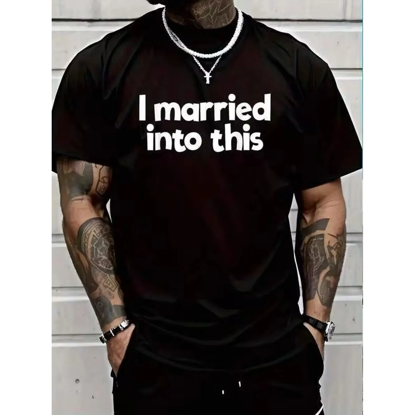 Casual Tshirt I Married In To This Family Wedding In-Law Married Into This T-Shirt Women Men Graphic Tee Men Size S-XXL