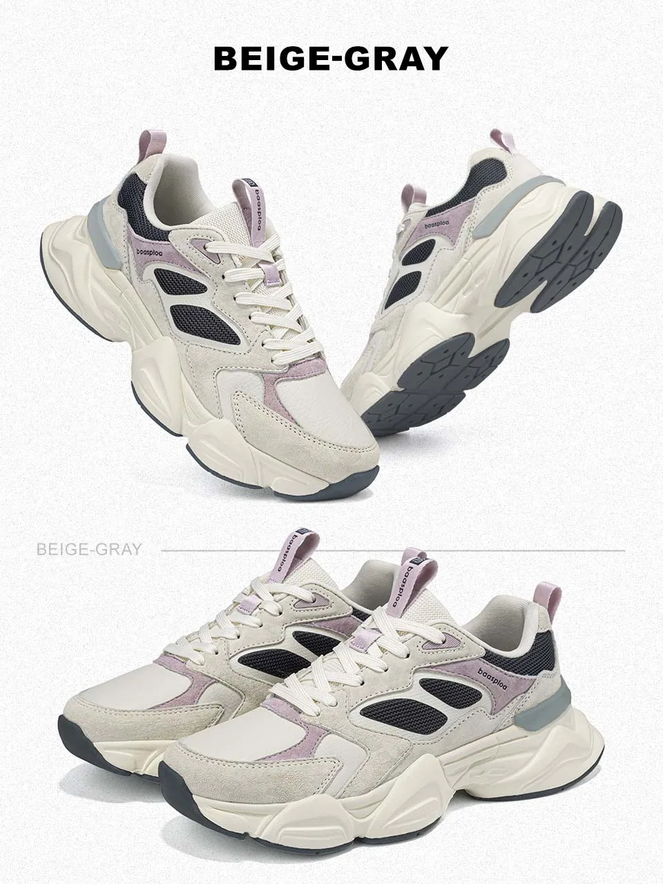 Baasploa Damen-Wanderschuhe, leichte, atmungsaktive Mesh-Sportschuhe, Marken-Komfort, weiche, höhenvergrößernde Freizeit-Sneaker für Damen – Detail 22