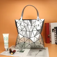 2025 New Laser Cut Geometric Large Capacity Women's Shoulder Bag Shiny Sequin Six Grids Tot Bag Soft Polyester Lining Zipper Ope