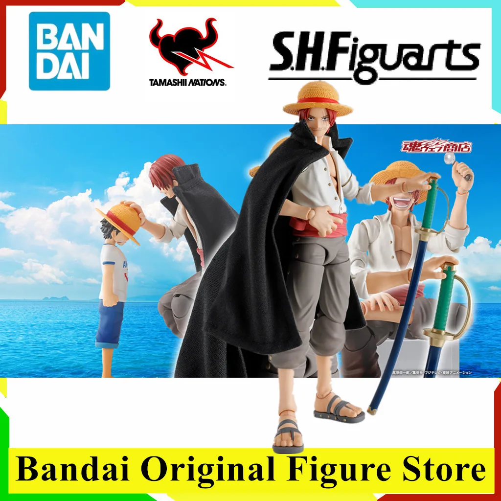 Original BANDAI S.H.Figuarts One Piece Shanks Monkey D Luffy Anime Figure Toys SHF PVC Model Collection Action Figurine Doll