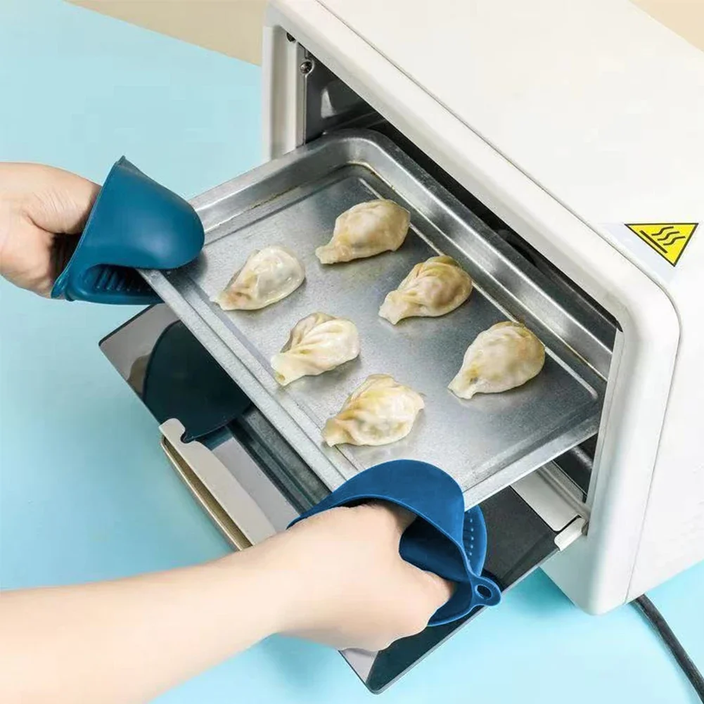 

2PCS Mini Oven Mitts Set Silicone Heat Insulation Gloves Anti-scalding Microwave Non-slip Gripper Pot Holder Kitchen Tool Combo