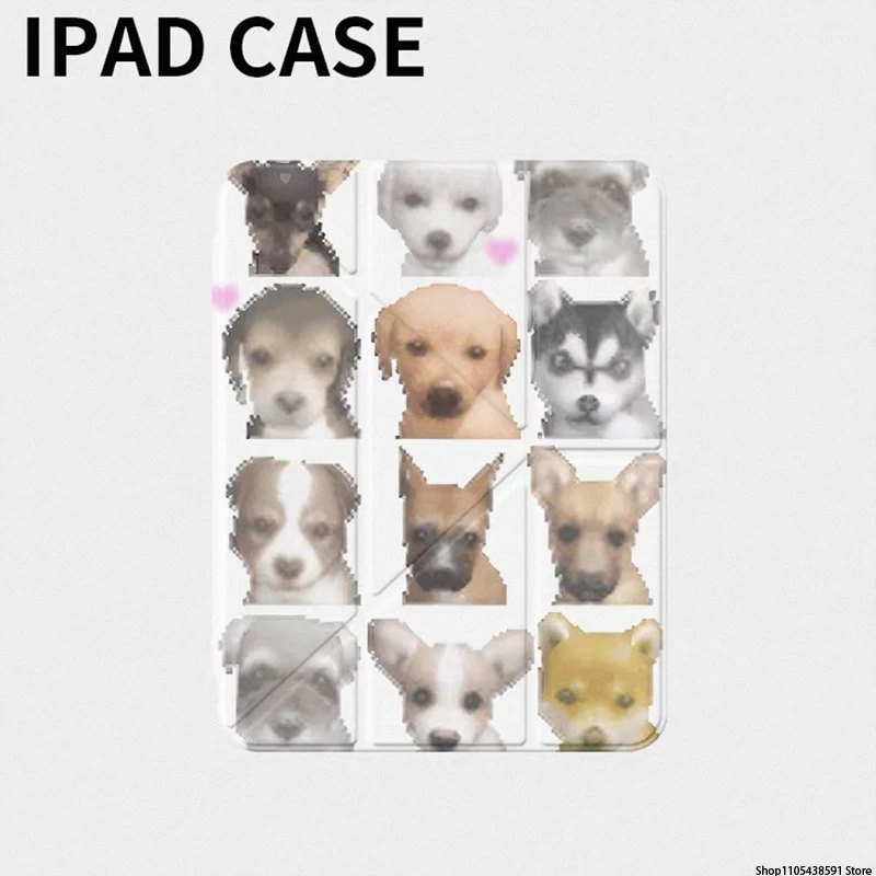 New Original Cute Full Screen Dog Head Cartoon Creative For iPad Case iPad 10 9 8 7 Air 5 4 3 2 2025 Pro 11 Mini Tri Fold Cover