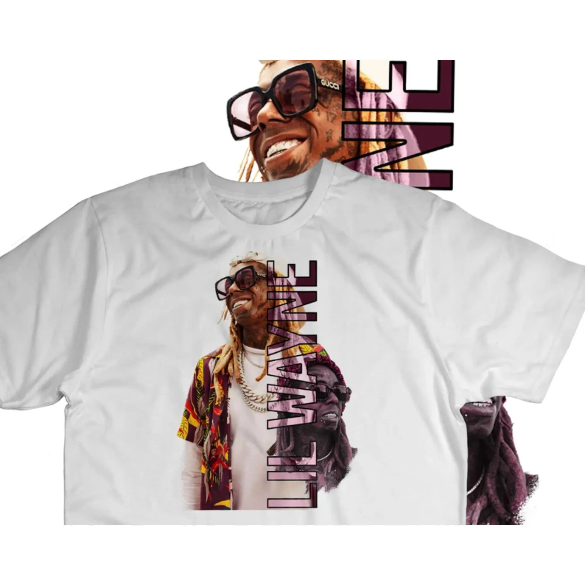 New Summer Men Hot Selling Vintage Lil Wayne Vintage GraphicT-Shirt Copy Pattern Men's Print Rock Hip Hop Oversize Top Tee