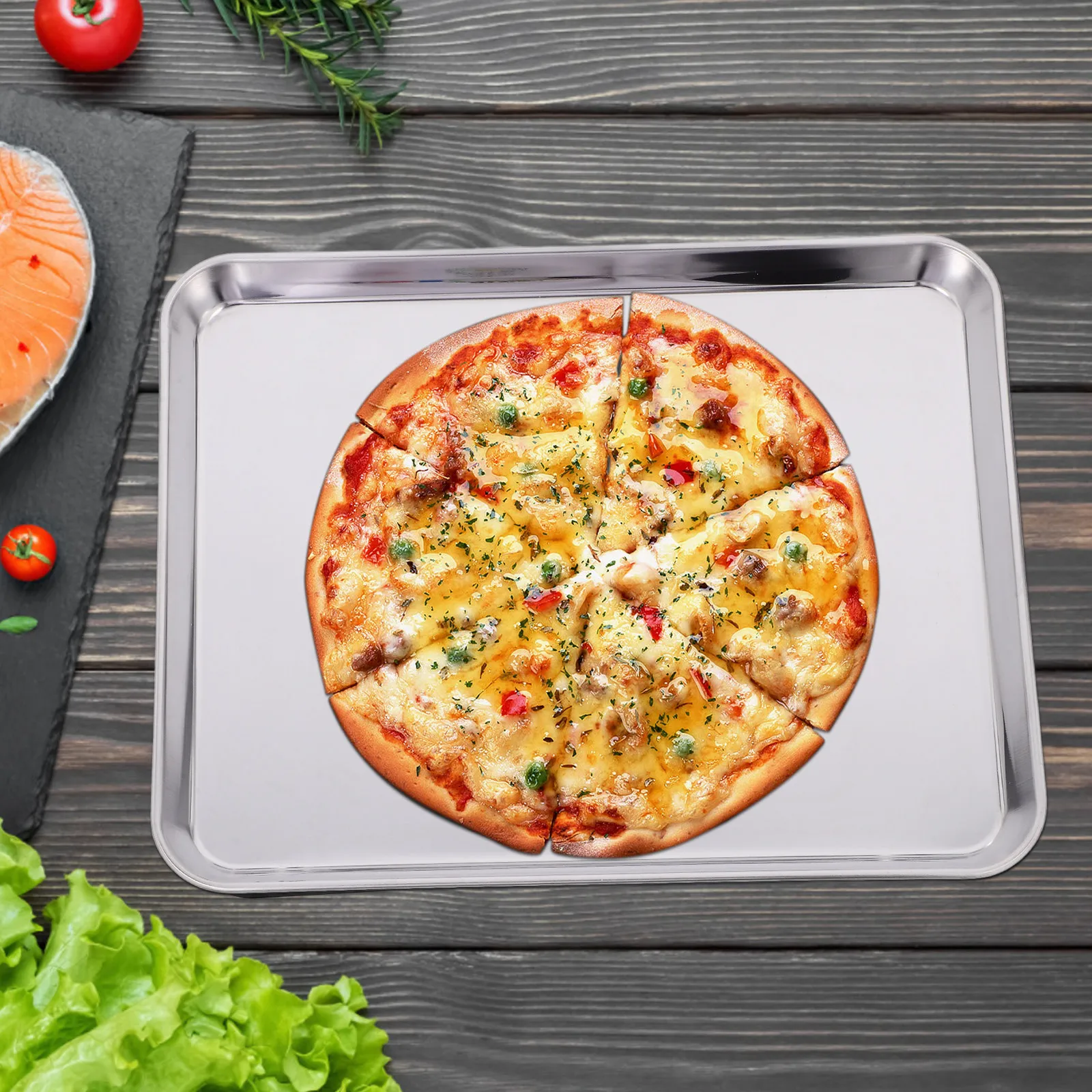 3pcs Stainless Steel Nonstick Baking Pan Set – Rectangular Tray for Toaster Oven, Roasting, Grilling & Camping