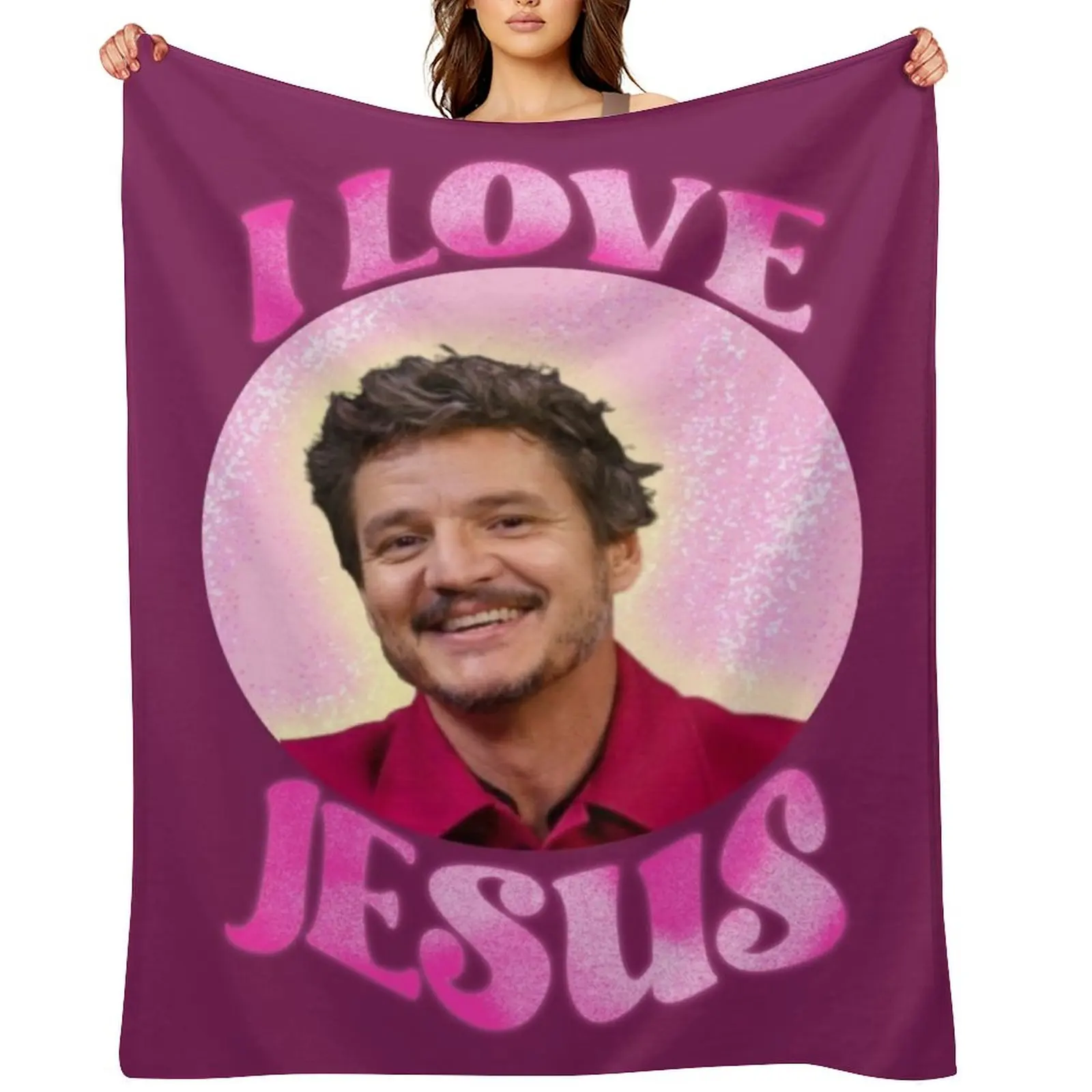 

Pedro pascal jesus Throw Blanket Plaid on the sofa Hairy Baby Thin Blankets