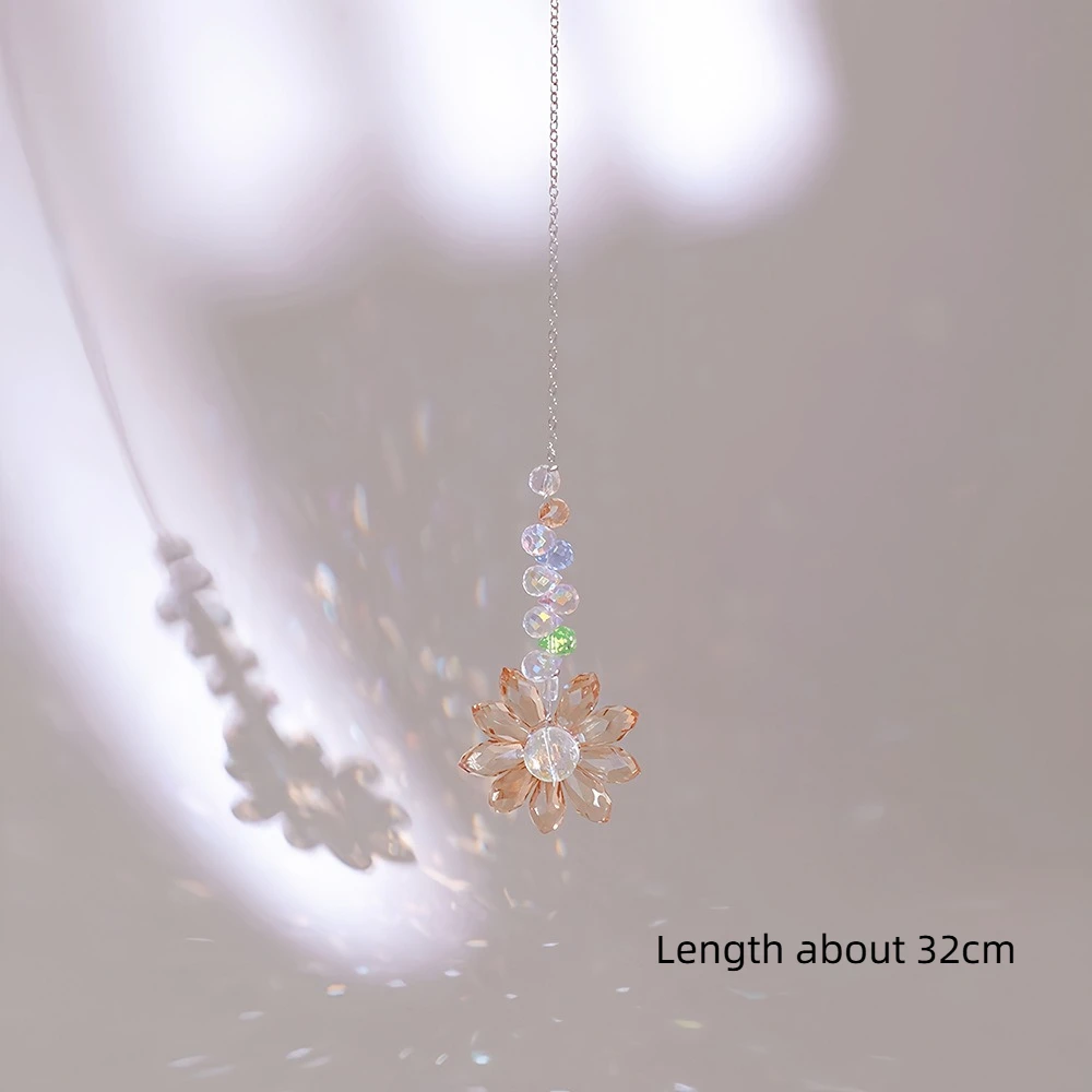 الزجاج الكريستال قلادة قوس قزح صانع نافذة داخلية عباد الشمس الشمس الماسك زخرفة هدية الكريسماس ساحة حديقة الزينة