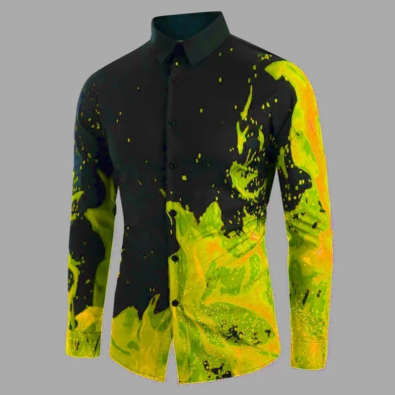 Men Shirt 3D Splash Ink Abstract Fashion Casual Outdoor Street Party Men's Tops Comfortable And Soft High Quality Clothing Tops