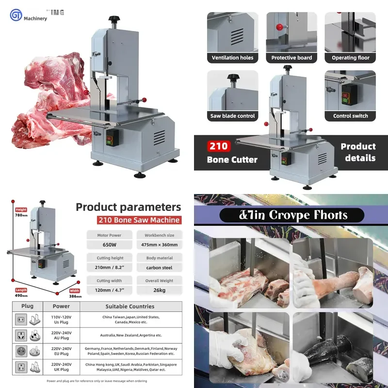 Commercial Kitchen Food Processing Machinery Meat Cutter Bone Saw for Butcher Shop Restaurant Heavy Duty Electric Meat Slicer