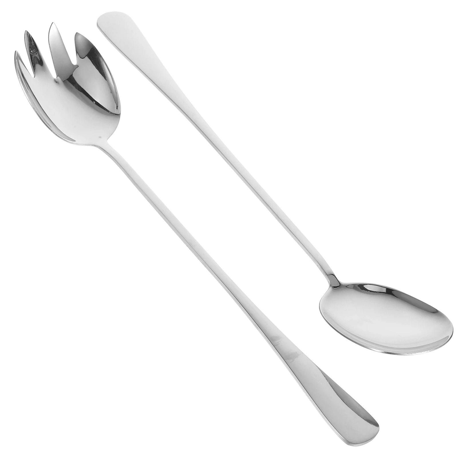 

Extended Stainless Steel Serving Spoon Fork Set Large Multi-functional Kitchen Utensils Salad Buffet Restaurant Home Use