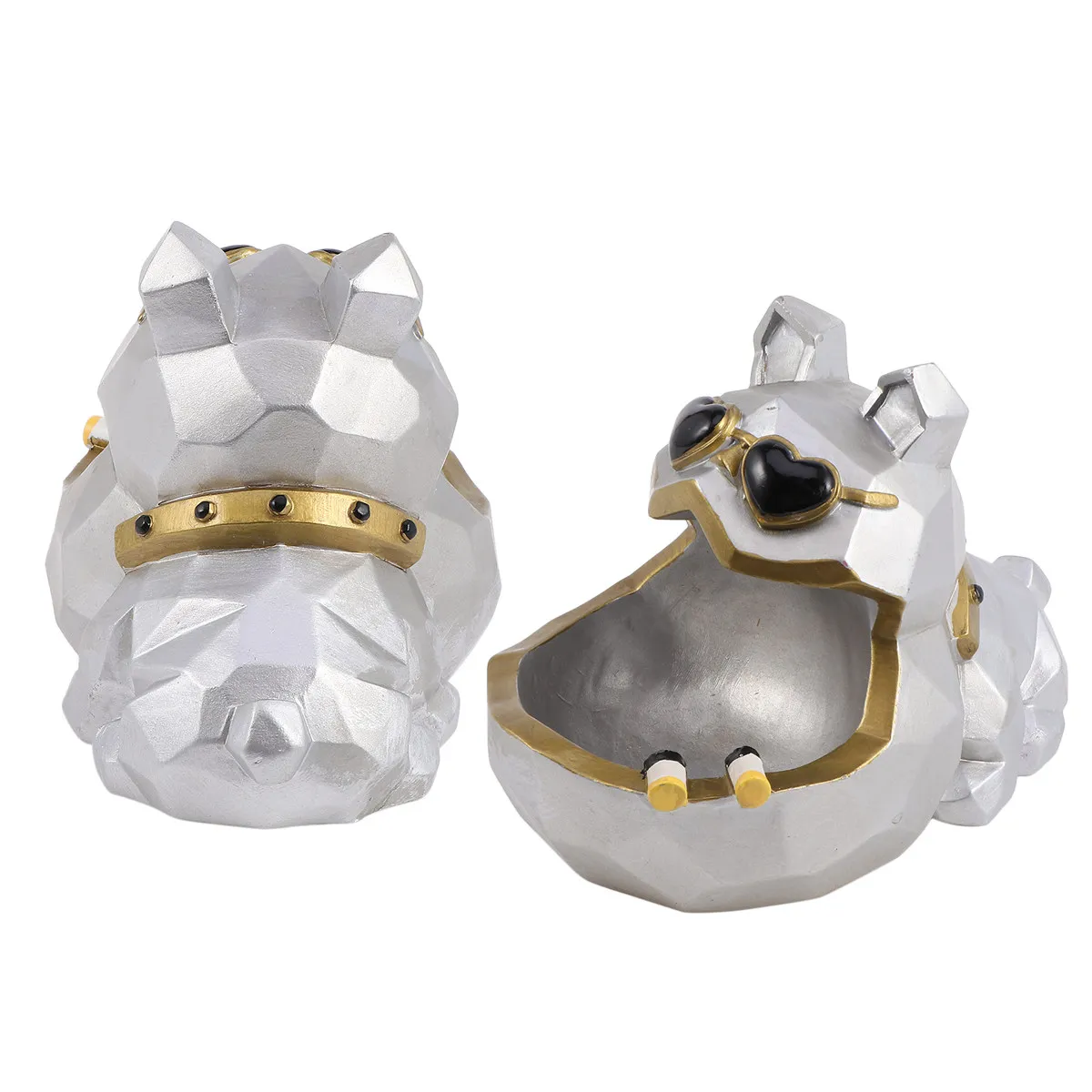 

Креативная персонализированная пепельница в виде собаки из смолы, забавное настольное украшение для дома (серебристая)