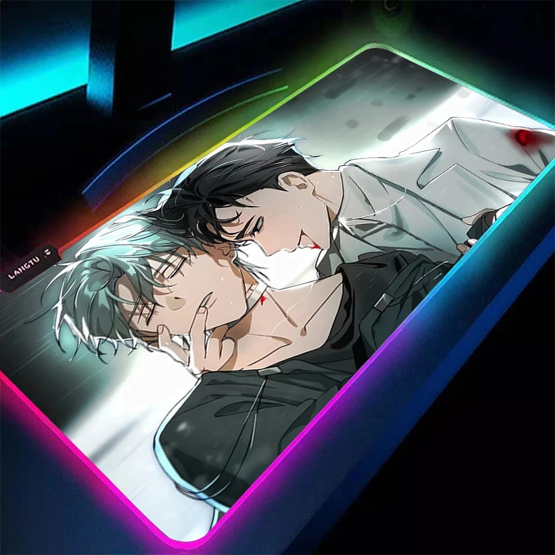 

LED Mouse Pad Anime Alien Stage Mizi Till Ivan Mousepad Gamer PC Computer RGB Luminous Keyboard Pad Gaming Accessories Desk Mat