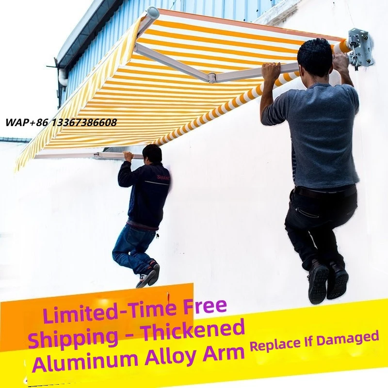 Outdoor Manual Aluminum Alloy Full Cassette Retractable Awning with Remote Operation Balcony Sunshade Weatherproof